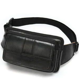 Riñonera de piel de vaca marrón para hombre, riñonera multifunción de cuero genuino con correa ajustable - Product Image 3