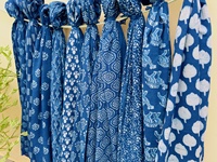 Bikini en coton biologique 100% fait main en Inde, satiné, imprimé floral indigo personnalisé, grande taille, écologique, respirant, vêtements de plage d'été