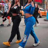 Veste et pantalon de survêtement zippés et imprimés en aluminium personnalisés Ensemble de sweats à capuche et de survêtements Y2K Fleece Slinny pour femmes avec logo