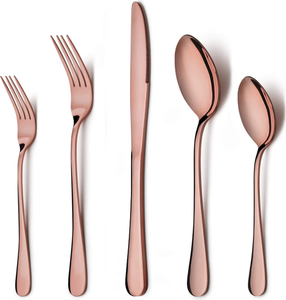 Juego de cubiertos de oro rosa de lujo, juego de cubiertos de acero inoxidable, vajilla, evento de boda, cena, cuchillo, cuchara, tenedor, decoración de restaurante en casa - Product Image 2