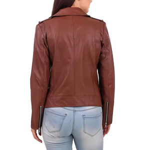 แจ็กเก็ตหนังแท้น้ำหนักเบาสำหรับผู้หญิงใส่ได้ทุกวันนำเสนองานฝีมือคุณภาพสไตล์เก๋ไก๋และความสบายยาวนาน - Product Image 4