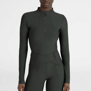 Camiseta de equitación atlética para mujer, ligera, que absorbe la humedad, transpirable, de tela elástica, top de equitación, comodidad de verano - Product Image 1