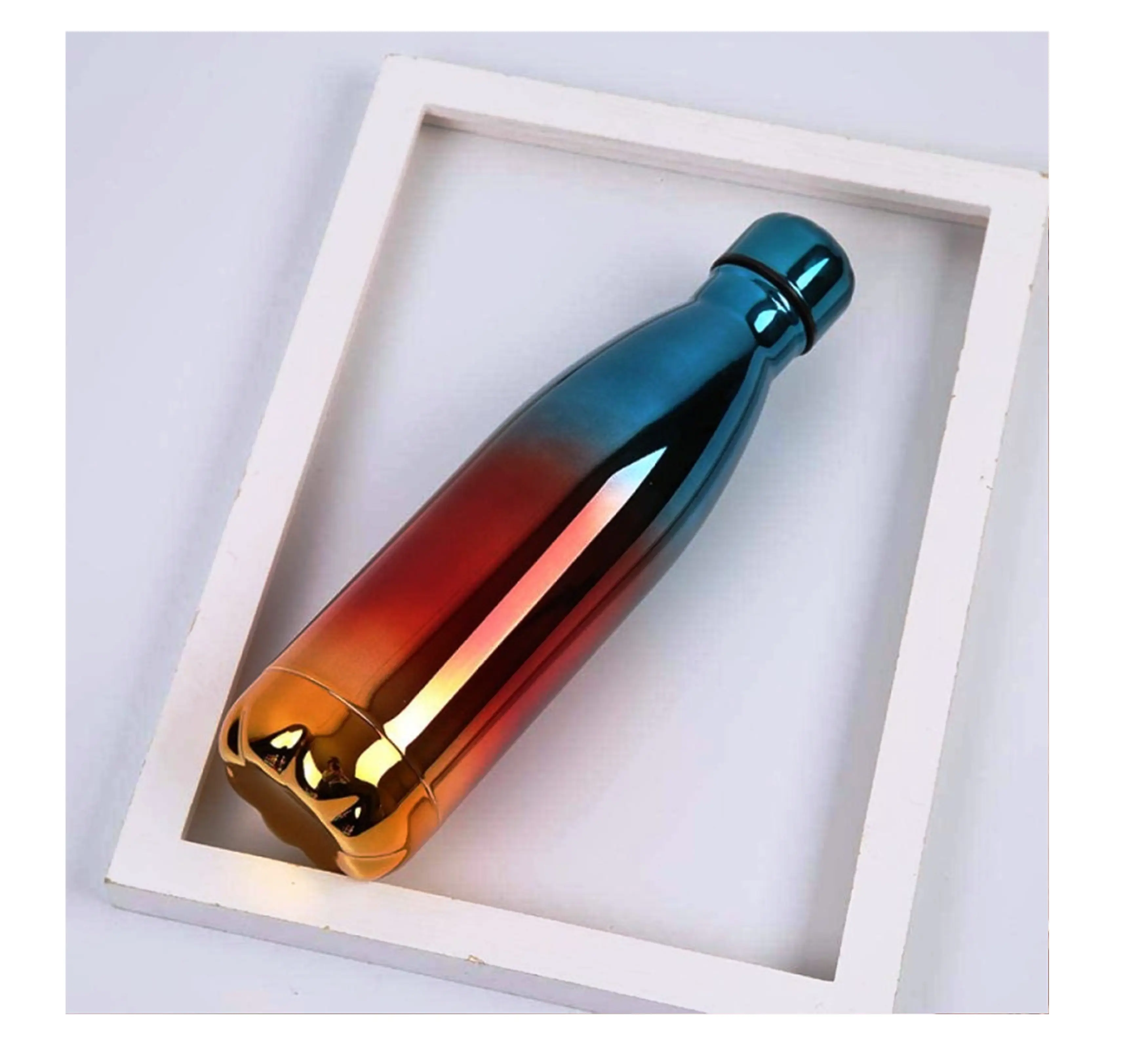 Botella de agua de acero de color arcoíris Fulgurant, botella de agua de cobre reutilizable con revestimiento UV, regalo hecho a mano personalizado Moradabad