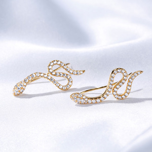 Jeulia Diamond Snake Design 18K Gold Plated Sterling <b>Silver</b> <b>Stud</b> Earrings - Product Image 6