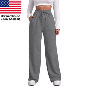 US Stock En Gros 270 GSM <span class=keywords><strong>Pantalon</strong></span> Droit <span class=keywords><strong>Taille</strong></span> <span class=keywords><strong>Haute</strong></span> Jambe Large <span class=keywords><strong>Pantalon</strong></span> De Survêtement Casual Lounge <span class=keywords><strong>Pantalon</strong></span> Activewear <span class=keywords><strong>Pantalon</strong></span> Femmes - Product Image 2