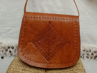 Klassische Marokkanische Vintage Bohemian Rock Mode Echtleder Damen Schultertasche Handgefertigt mit 10 Individuellen Dunkelbraunen Verschlüssen