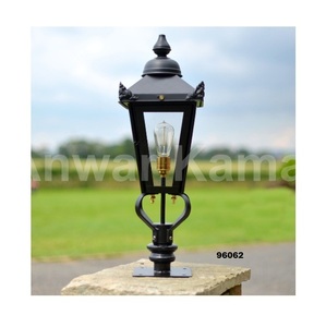 Post Light Fixture with Pier Mount Exterior Waterproof Classic Black Post <b>Lantern</b> with Seeded Glass For Garden Yard Decor - Product Image 2