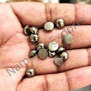 Pirita Natural de 9x9 mm, Cabujón Redondo, Todos los Tamaños Disponibles, Parte Posterior Plana, Piedra para Fabricación de Joyas, Gemas Sueltas - Product Image 3