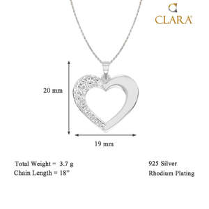 Collar con Colgante de Corazón CLARA Brisa, Plata de Ley 925 con Rodio, con Circonita, Diamante y Perla, Estilo Vintage, Moderno, para Compromiso - Product Image 4