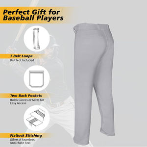 Pantalon de Softball en Coton Polyester pour Jeunes Couleur Gris Clair Vêtements de Sport Pantalon de Baseball Léger à Séchage Rapide avec Boucle de Ceinture - Product Image 5