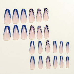 Venta directa 24 piezas Prensa en <span class=keywords><strong>uñas</strong></span> Triángulo Largo Estampado de leopardo Bailarina Nails Art Nails - Product Image 3
