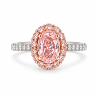 Bagues fantaisie ovales roses de couleur fantaisie, cultivées en laboratoire, en or 18 carats, certifiées IGI, bijoux fins de luxe personnalisés pour fiançailles, mariage, fête, vente en gros