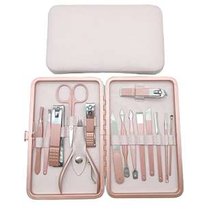 Kit coupe-ongles professionnel en or rose 15 pièces haute marque privée en acier inoxydable manucure pédicure ensemble nourrissons boîte soins de beauté - Product Image 1