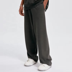 Manufacturer High Quality Pants Heavy <b>Weight</b> Polyester Cotton Baggy Grey Elastic Waist Wide Straight <b>Leg</b> Sweatpants for Men - Product Image 4