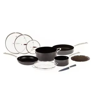 High Quality Kitchenware Cooking Round Sauce Casserole Chicken Fry Pan Grill Plate Insert Chef Knife 10 Piece Set