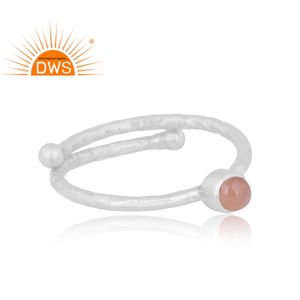 Meilleure vente en argent Sterling fin naturel chocolat pierre de lune pierre précieuse bague empilable bijoux personnalisés pour les femmes cadeau pour elle - Product Image 2