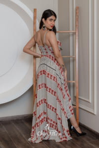 Lady's Unique Summer <b>Bohemian</b> <b>Maxi</b> <b>Dress</b> Exotic Pure Silk Halter Neck Flair Floral Assorted Geometric Print XL Sleeveless Design - Product Image 6