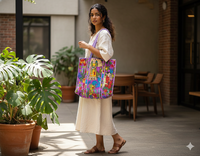 Bolsa de Mano de Algodón con Cierre de Cremallera, Gran Capacidad, Color Sólido, Portátil, Estilo Bohemio, para Otoño, Invierno, Primavera, Viajes Diarios, Playa