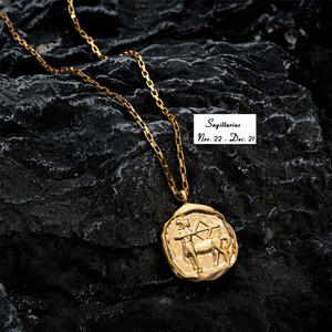 Colgante de acero inoxidable para collar, 12 signos del zodiaco, Circonia cúbica, redondo, 3D, de Metal, 18K, Horóscopo chapado en oro Real, <span class=keywords><strong>2023</strong></span> - Product Image 5