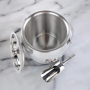 Hammered Stainless Steel <b>Ice</b> <b>Bucket</b> <b>with</b> <b>Lid</b> Scoop and Handle Polished Finish Insulated Design for Premium Home Bar Entertaining - Product Image 3
