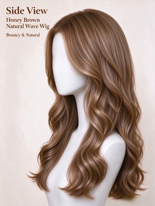 Peluca de Cabello Sintético con Ondas Naturales Color Marrón Miel, Suave, Larga y Ondulada para Uso Diario - Product Image 4