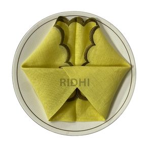 Serviettes brodées festonnées en lin pur vert 100 % coton, tendance, pour fêtes à domicile, événements de mariage, style ferme, cadeaux pour demoiselles d'honneur - Product Image 2