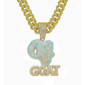 Colliers pendentifs en argent 925 avec moissanite, lettre GOAT, style luxueux, plaqué or 14 carats et rhodié, bijoux cadeau - Product Image 1