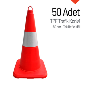 Ensemble de 50 cônes de signalisation routière réfléchissants en TPE de 50 cm, cônes de sécurité en caoutchouc PE avec bande réfléchissante, 50 pièces - Product Image 4