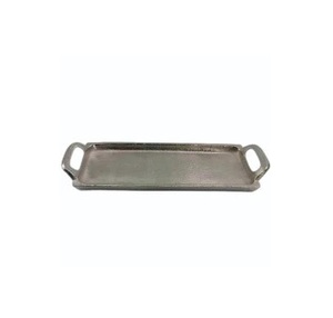 Plateaux en aluminium de forme carrée avec poignée en forme de feuille Plateau de service alimentaire de table en argent de forme personnalisée Utilisations dans les hôtels et les mariages - Product Image 4