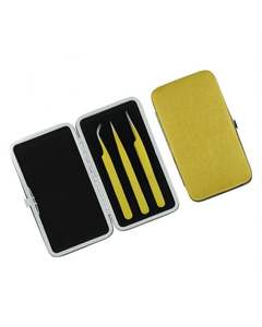 Ensemble de pinces à épiler professionnelles en acier inoxydable non magnétique pour extensions de cils, poignée confortable, application propre et lisse, légères - Product Image 3