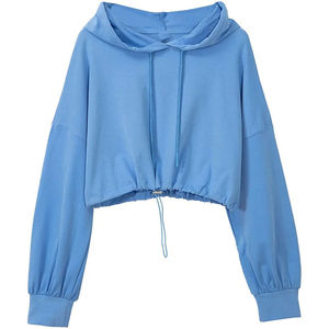 2024 Latest Fashion Winter <b>Sports</b> <b>Long</b> <b>Sleeve</b> Gym Crop <b>Top</b> Hoodie for <b>Women</b> Customized Design with Front Logo OEM Available - Product Image 1
