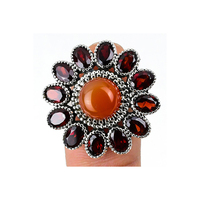 Meilleure Offre : Bague Unisexe Tendance en Argent Sterling Massif 925 Fait Main, Certifiée, avec Améthyste et Pierre de Lune Serties en Sertissage Bezel