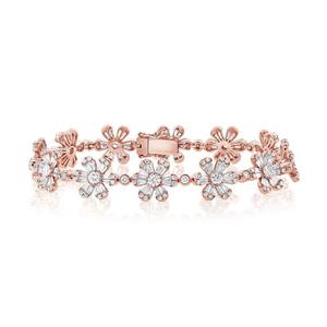 Bracelet fleur en or 10 carats orné de diamants cultivés en laboratoire conçu pour des occasions élégantes et des cadeaux - Product Image 1