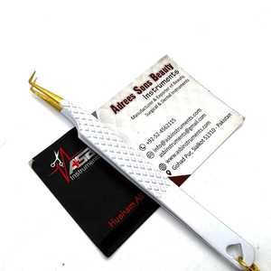 Pince à épiler fine à 90 degrés en or blanc avec charme en forme de croix, logo personnalisé, pince à épiler en acier inoxydable - Product Image 2