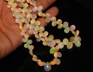 Pierre précieuse d'opale de Welo d'Éthiopie naturelle, forme poire et goutte, perles pour la fabrication de colliers - Product Image 2