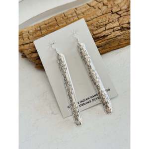 Boucles d'oreilles pendantes Navajo faites à la main en argent sterling, design géométrique, tendance, religieuses, pour mariages, fêtes, cadeaux, diamant, rubis, perle - Product Image 4