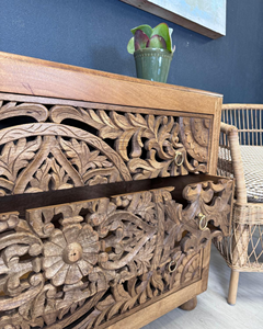 Cajonera de 3 cajones de madera de mango floral - Product Image 4