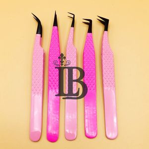 Nouvelles pinces à extensions de cils en fibre rose, volume, acier inoxydable avec poignée, nouveau modèle pour extensions de cils, pinces à extensions de cils en vison, logo - Product Image 6