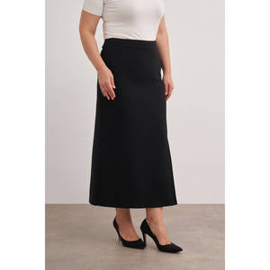 <b>Black</b> Tight Slim <b>Pencil</b> <b>Skirt</b> with Slit and Ruffles-Large Breathable 100% PES - Product Image 3