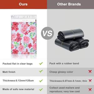 Bolsas de Poliéster 25x33cm Autoadhesivas, Resistentes al Agua y a Desgarros, Duraderas, 2.3M, Rosa Floral Rojo - Product Image 4