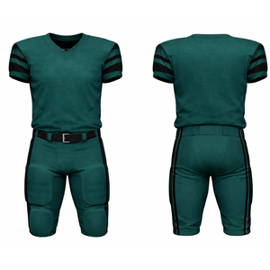 ชุดยูนิฟอร์มอเมริกันฟุตบอลสีเขียวอมฟ้าและดำแบบกำหนดเอง พร้อมแขนเสื้อสีดำและกางเกงเสริมฟองน้ำในตัว - Product Image 3