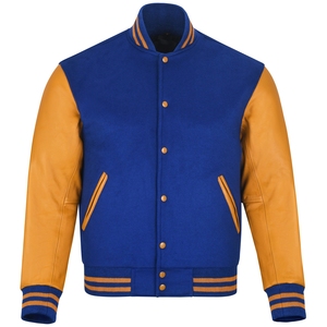 Varsity Custom Embroidery Men's <b>Jacket</b> Pure Leather <b>Mandarin</b> <b>Collar</b> Hooded Winter Casual Warm Wool Fleece Cheap Letterman Style - Product Image 1