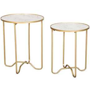 Juego moderno de mesa auxiliar con marco de hierro acabado en oro con tapa de mármol Fabricante al por mayor para uso en sofá cama de sala de estar - Product Image 4