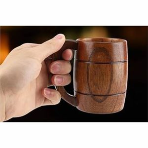 Jarra de Cerveza Artesanal de Madera Natural |   Taza de Café de Madera Ecológica de 15 oz |   Jarra de Madera de Azufaifo de Grado Alimenticio con Asa para Bar - Product Image 1
