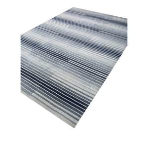 Alfombra de Lana Hecha a Mano Contour Blue, Diseño Clásico a Rayas, Rectangular, para Sala de Estar, Uso Doméstico, Alfombra de Viscosa para Pasillo, Modelo Hwl-131 - Product Image 2