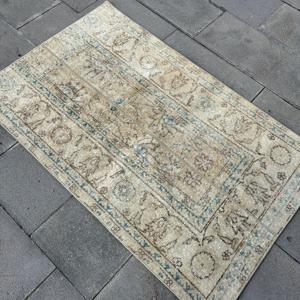 Vintage Rug, 2.8x4.5 ft Turkish Rug, <b>Brown</b> Oriental <b>Wool</b> Rug - Product Image 4