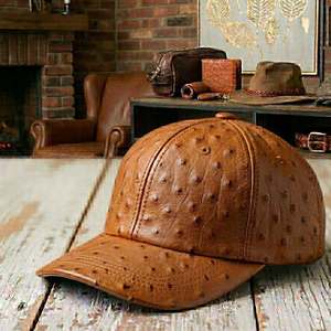 <b>Vintage</b> Ostrich Leather Baseball <b>Cap</b> 6-Panel Fitted Unisex Solid Color Casual Hat for Adults Four Seasons Wear - Product Image 1