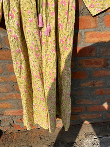 Casual Floral bordado a mano bloque impreso algodón Maxi vestido largo indio mujer vestido con borla Decoración - Product Image 4