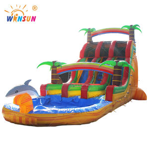 Toboggans aquatiques gonflables WINSUN de 19 pieds avec piscine, toboggans aquatiques tropicaux commerciaux pour enfants, aire de jeux extérieure - Product Image 4