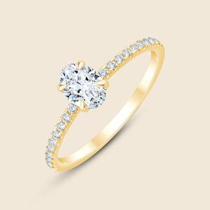 Micro-bague ovale en diamant de laboratoire taille micro-ovale Lily, 0,3 carat F-VS, en or massif 14 carats, pour cadeau de mariage ou d'anniversaire - Product Image 3
